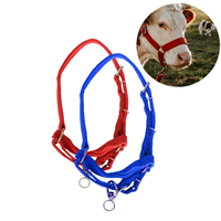 Collier réglable bleu et rouge pour bétail, en toile, pour chevaux et bovins, laisse épaisse pour veau, collier pour vache