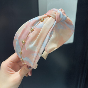 القلب سلسلة مزدوجة عقدة رباط شعر التعادل نسيج مصبوغ إكسسوارات الشعر واسعة حافة عبر عقال - Product Image 4