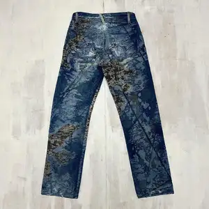 2024 New Hot Sale Custom boro Repaired Heavy Distress over dye destroy wash Patched Baggy Stacked Designer Men Denim Jeans
