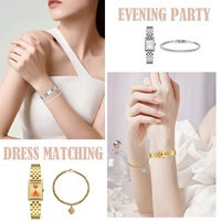 Ensemble de montres pour femmes de luxe, style antique, logo personnalisé OEM, bracelet en acier inoxydable, montre femme, mouvement à quartz japonais Miyota, montre dorée pour femme