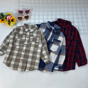Yiwu Ruidian Casual Tricoté Flanelle Plaid Surchemises pour 2-7Y Garçons et Filles Automne Enfants Vêtements avec Revers Chemises Tenues - Product Image 6