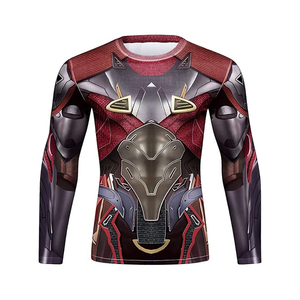 Haut de compression à manches longues avec imprimé graphique Mecha Armor sublimé, Rash Guard à séchage rapide, sous-vêtement de sport pour la gym et l'entraînement - Product Image 3