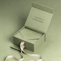 Boîte cadeau en papier magnétique vert et noir avec logo personnalisé de luxe, recyclable, pliable, rigide, avec couvercle magnétique