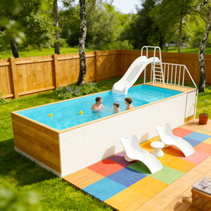 สระว่ายน้ำเด็กแบบพกพา ไฟเบอร์กลาส ตั้งพื้น สระว่ายน้ำสำหรับสวน สระว่ายน้ำคอนเทนเนอร์ สระว่ายน้ำเด็ก - Product Image 6