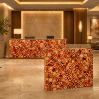 Dalle de Luxe en Agate Rouge Translucide Rétroéclairée pour Panneau Mural Décoratif, Plan de Bar, Carrelage de Sol pour Salon et Cuisine, Résistante au Feu et à l'Eau