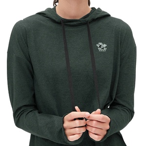 YRRETY CropTop Sweet Streetwear Women Sexy Solid Color Exposed Navel Hooded Long-sleeved Sports 3 Colors <b>Thin</b> Fleece 100% <b>Hoodie</b> - Product Image 3