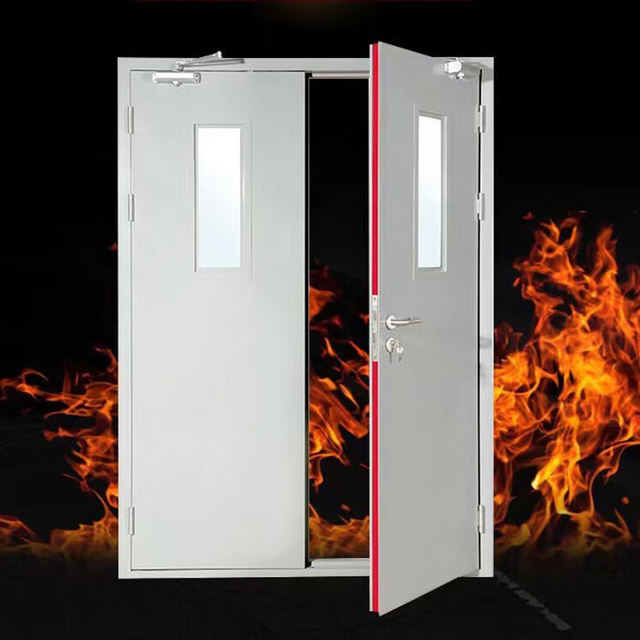90 Minutes Emergency Exit Steel Door With Push Bar Apartment Steel Fireproof Entrance Door Fire Rated Emergency Door