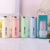 Usine En Gros Bouteille D'eau En Verre 400ml Isolé Sous Vide Anti-Fuite Gobelet Réutilisable pour Camping Unisexe Drinkware Boîte De Couleur