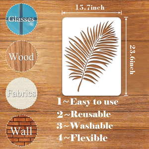 Grands pochoirs en forme de feuille de fougère, pochoirs réutilisables en forme de feuille de palmier <span class=keywords><strong>pour</strong></span> la <span class=keywords><strong>peinture</strong></span> <span class=keywords><strong>sur</strong></span> murs, meubles, <span class=keywords><strong>toile</strong></span>, bois, décoration murale - Product Image 2