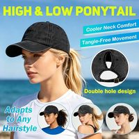 Wins Flying Wig Frayed logo Zwarte Katoenen Ponycap paardenstaart Gewassen Denim Sport Trucker Paardenstaart Hoeden Baseball Caps Met Paardenstaart
