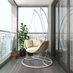 Fauteuil suspendu de loisirs d'extérieur, siège en rotin PE pour balcon intérieur, chaise de terrasse, chaise à <span class=keywords><strong>bascule</strong></span> nordique individuelle - Product Image 2