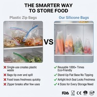 Sac de conservation alimentaire 100% silicone réutilisable pour la cuisson, le stockage, la congélation, étanche, lavable au lave-vaisselle