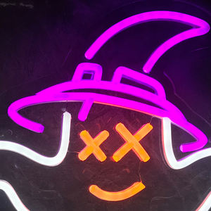 Dropship diseño libre personalizado LED signo Logo Aglowing ornamento decorativo Halloween <span class=keywords><strong>travieso</strong></span> fantasma neón luces de pared para fiesta - Product Image 4