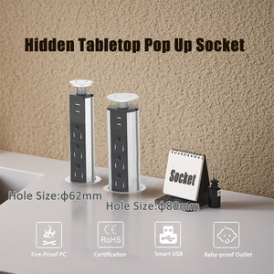 3-Outlet Pull Pop-up presa da tavolo <span class=keywords><strong>2</strong></span> uscite <span class=keywords><strong>USB</strong></span> 16A corrente nominale estensione portatile per EU UK AU US - Product Image 3