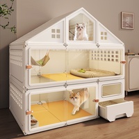 Cage pour chat d'intérieur avec toit, porte transparente, tiroir, bac à litière, maison modulaire pour petits chats, fournitures pour animaux de compagnie en gros