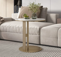 Table d'appoint ronde moderne en pierre frittée, table basse de luxe légère pour petit appartement ou balcon