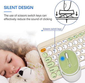 Cute Colorful Round Keys Retro Silent Compact Bt 2.4g High-end Scissor <b>Rechargeable</b> Keyboard and <b>Mouse</b> Combo - Product Image 2