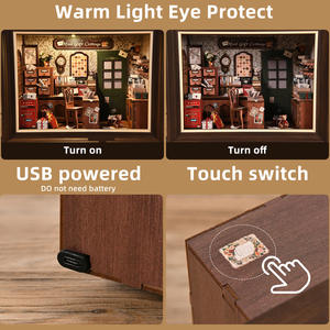 <strong>Post</strong> <strong>Office</strong> Studio Wooden DIY <strong>Toy</strong> Cabin Model House 3D Stereoscopic Puzzle Book Stand Handmade Assembled Building Blocks - Product Image 3