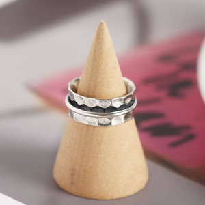 Bague en argent sterling 925 de style baroque, irrégulière, martelée, en forme de <span class=keywords><strong>satellite</strong></span>, pour la mode et les bijoux raffinés - Product Image 5