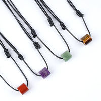 Collier Cylindre en Cristal Naturel 16mm, Chaîne Minimaliste pour Pull, Cordon Réglable Fait Main, Pendentif Agate à Grand Trou