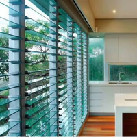 Fenêtre à persiennes en verre thermolaqué Easy Clean, moderne et durable, avec ventilation fixe, pour salle de bain, villa résidentielle et usage commercial