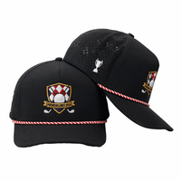 Casquette de golf en nylon à 5 panneaux avec logo personnalisé, perforations laser, détails en corde, broderie 3D, casquette de sport ajustable, vente en gros, performance