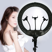 Kit Lampu Tripod 18-inci dengan Tas, Lampu LED Studio Video yang Dapat Diredupkan, Lampu Cincin Flash untuk Fotografi Selfie