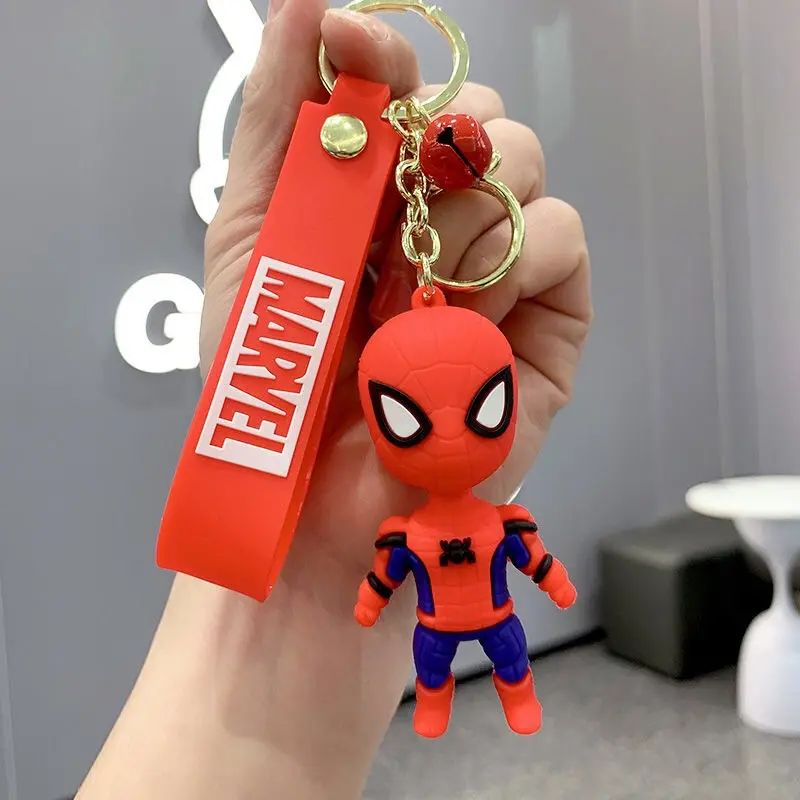 Promotion enfants mode kawaii mignon 3d dessin animé pvc designer voiture porte-clés anneau marvel héros spiderman jouet porte-clés anime porte-clés