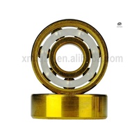 Roulements à billes en acier métallique à gorge profonde 608 627 pour patins à roulettes quad en ligne, avec revêtement en titane doré de haute précision