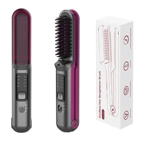 Mini Professional Wireless USB Hair Straightener Brush Chargeable Cordless Hair Straightener Comb