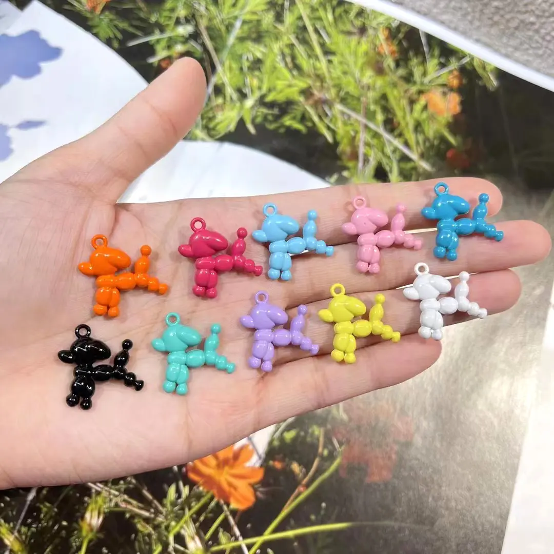 Colorful Metal Alloy Pendants 3D Cute Balloon Dog Charms Pendants For Jewelry Making Findings DIY Necklace