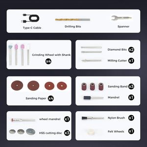 Kit d'outils rotatifs Creality Mini 3D Prints 24-en-1, recharge USB, batterie 3,7 V, 6 vitesses, graveur alimenté par batterie, finition noire, Hotend K2Plus - Product Image 6