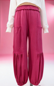 Pantalones Joggers Holgados de Punto Suave y Elástico para Mujer, Pantalones Deportivos con Cintura con Volantes y Pliegues, Estilo <span class=keywords><strong>Cargo</strong></span> - Product Image 4
