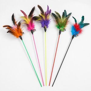 Nouvelle longue baguette interactive pour chat de 64 cm avec ressort et clochette, jouet pour chat et chaton avec plumes - Product Image 1
