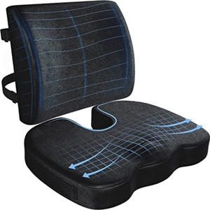 Coussin de siège et oreiller lombaire orthopédiques en mousse à mémoire de forme - Soutien ergonomique du dos pour chaise de bureau, siège de voiture, soulagement du coccyx - Product Image 1