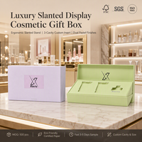 Boîte Cadeau Cosmétique Luxe Inclinée avec Éponge Intérieure, Insert en Carton Laminé Mat, Boîte à Clapet pour Soins de la Peau et Huiles Essentielles