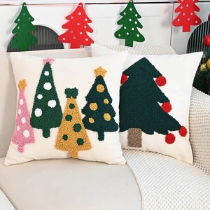 Nouveauté : Housse de coussin d'hiver douillette pour l'automne, Noël, 18 pouces, motif d'arbre de Noël mignon, en peluche - Product Image 1