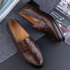 Scarpe Eleganti da Uomo in Pelle con Stampa Serpente, Vera Pelle Bovina, Cucitura Artigianale, Comode, con Lacci, per Ufficio e Uso Quotidiano Casual - Product Image 2