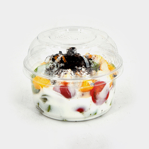 117Mm Tầm Cỡ 12Oz Vòng Nhựa Pet Salad Trái Cây Rau Các Loại Hạt Deli <span class=keywords><strong>Container</strong></span> Cup Bát Với Nắp Duy Nhất Tường Vỉ Xử lý - Product Image 1