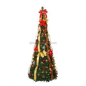 Árbol de Navidad de PVC con Luces LED de Alta Calidad, Diseño de Piñas, Lazos y Copos de Nieve para Decoraciones Festivas del Hogar - Product Image 1