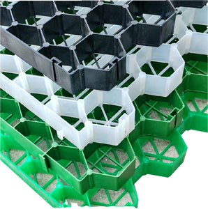 Grilles de pavage en PP alvéolées noires de 50 mm pour remplissage de gravier et gazon, 500x500 mm, pour allées, parkings et enclos pour chevaux - Design moderne - Product Image 1