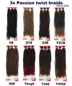 Extensiones de cabello trenzado de ganchillo de 24 pulgadas, tipo <span class=keywords><strong>Kima</strong></span> Passion Twist, pre-enlazadas, 3x más largas, con ondas de agua, 300g, de gran valor, para mujeres negras. - Product Image 2