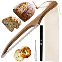 Couteau à pain en bois, scie à pain, coupe-nouilles, coupe-baguette, ustensile de coupe, lavage à la main uniquement