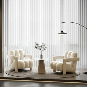 Fauteuil moderne en tissu pour salon, style crème, chaise design décontractée avec rembourrage en mousse - Product Image 5