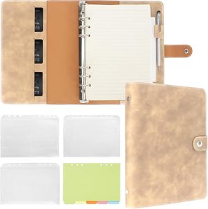 Tùy chỉnh A5 PU da Chất kết dính máy tính xách tay bơm lại 6 Vòng cho phụ giấy rời lá kế hoạch cá nhân coverjournal với túi - Product Image 1