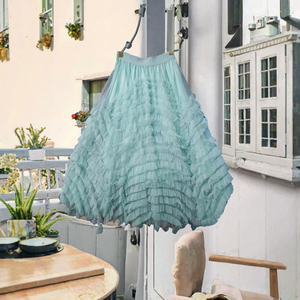 Nouvelle jupe décontractée pour femme, taille haute, à carreaux, droite, respirante, en tissu non tissé imprimé par transfert thermique, 100 % coton, anti-plis - Product Image 2
