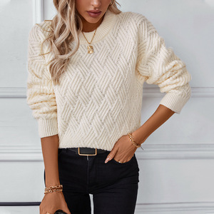 Women's <strong>Argyle</strong> Diamond Pattern Round Neck Oversized Pullover <strong>Sweater</strong> Preppy Knit Top - Product Image 4