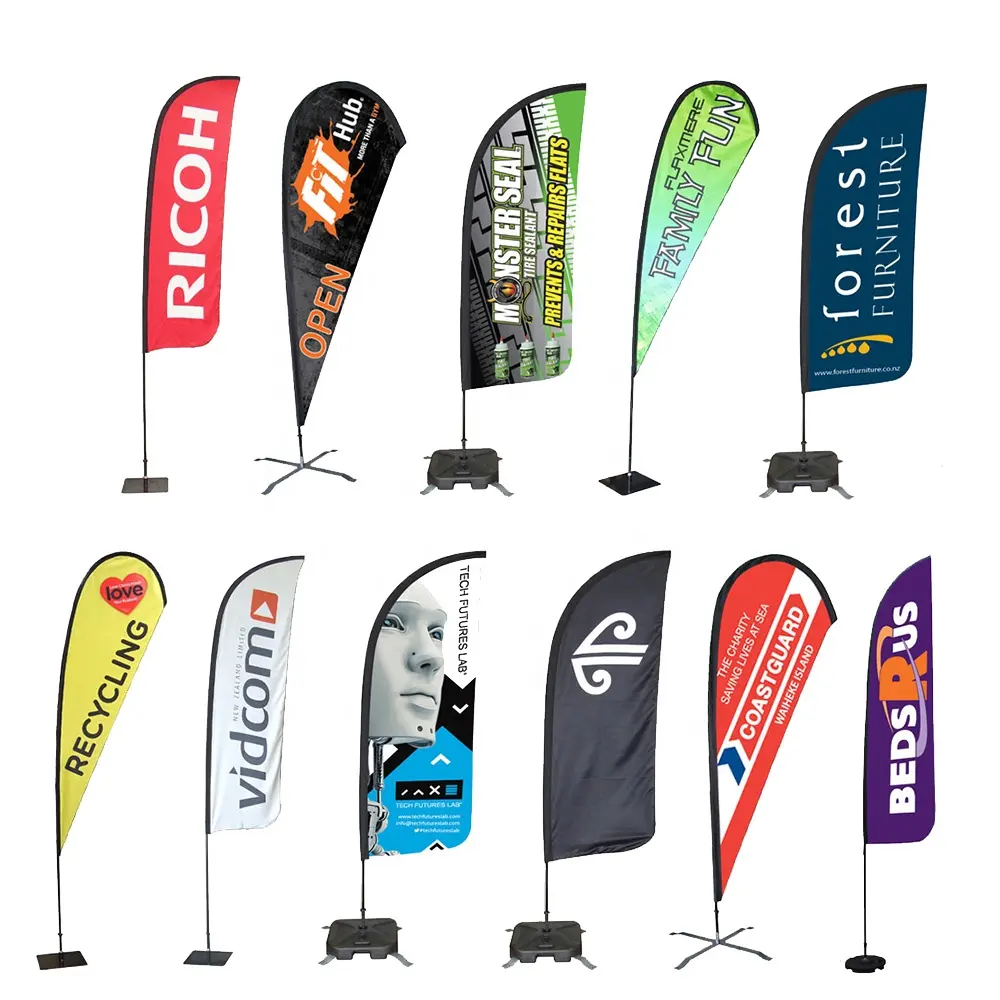 2022 Nieuwkomers Product Custom Reclame Stof Veer Rechthoek Teardrop Strand Vlag Banner Voor Groothandel