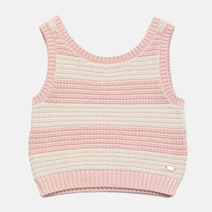 Suéter de verano personalizado sin mangas 100% algodón para niñas, <span class=keywords><strong>chaleco</strong></span> tejido a rayas en blanco y negro, suministro directo de fábrica - Product Image 3