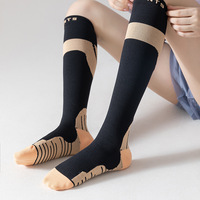 Chaussettes de compression personnalisées mi-hautes 20-30 mmHg antidérapantes respirantes en Spandex/Nylon/Coton écologiques décontractées pour femmes et hommes avec revers au bas
